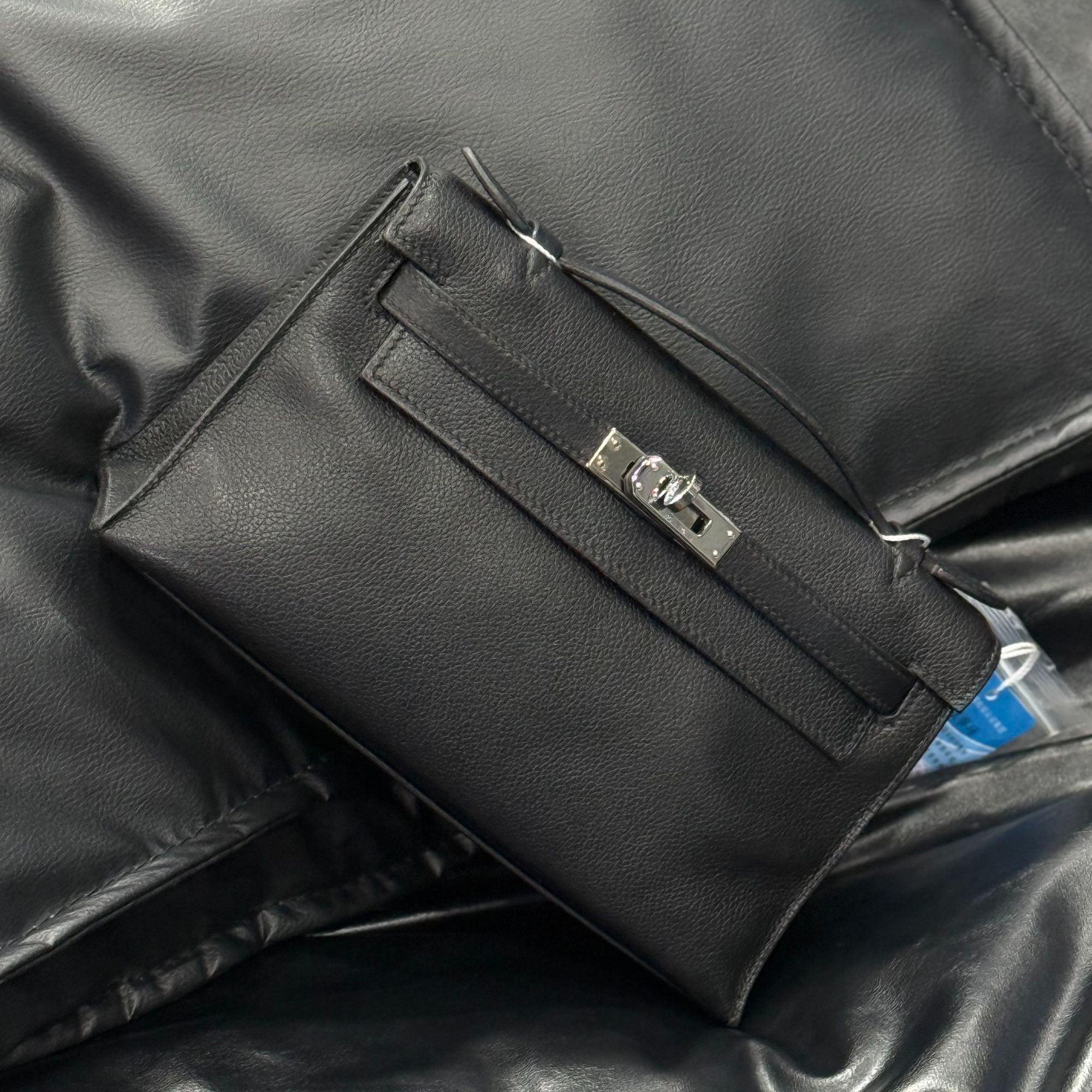 99新 Hermes/爱马仕 mini kelly 一代 黑银 evergrain皮 框H刻 