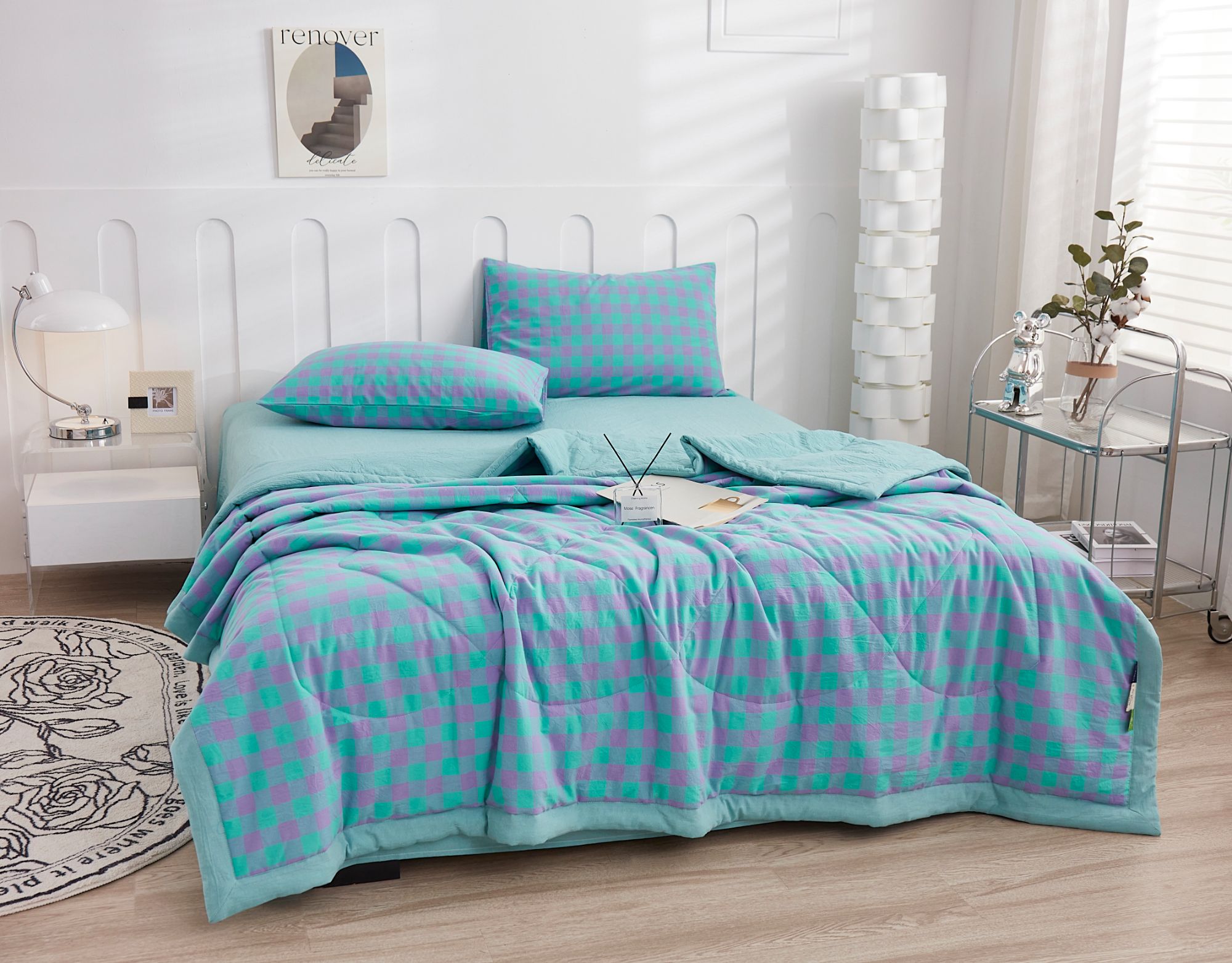 【夏被四件套】色织水洗棉夏被家用夏被夏凉被空调被凉感被学生宿舍