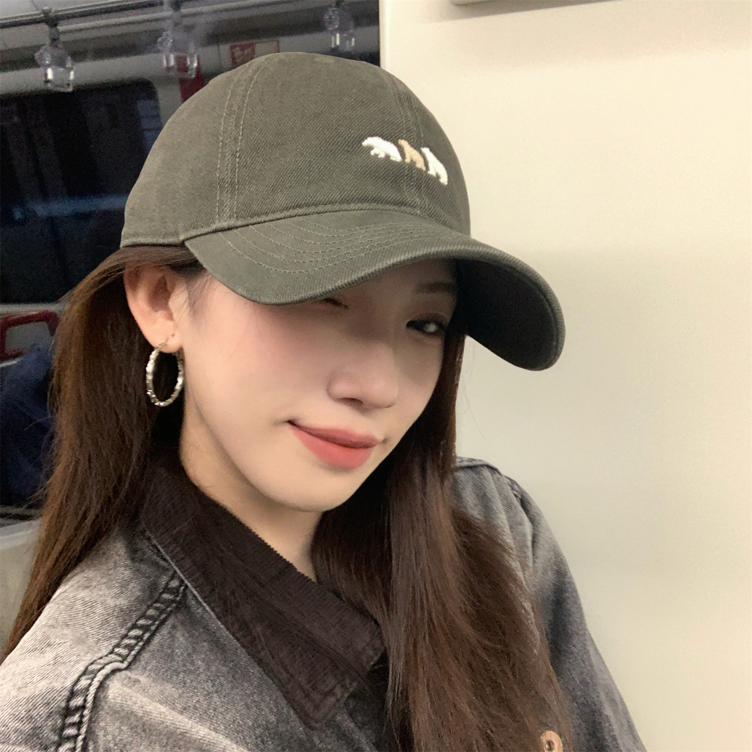 【圆头星人】复古工装风北极熊棒球帽子女显脸小宽檐大头围鸭舌帽男