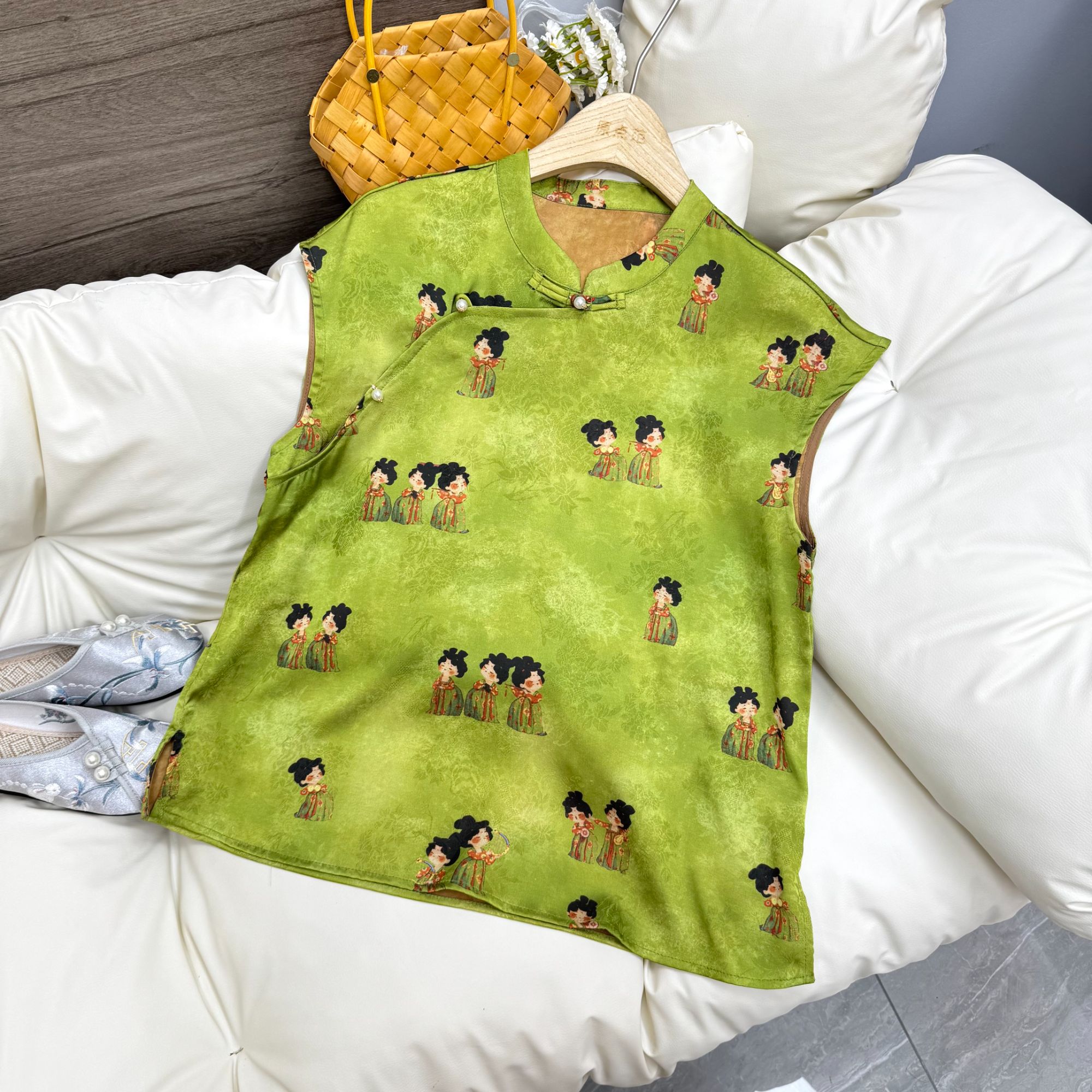 【佳丽】常规无袖短袖薄款上衣花色佳丽新中式中国风1250