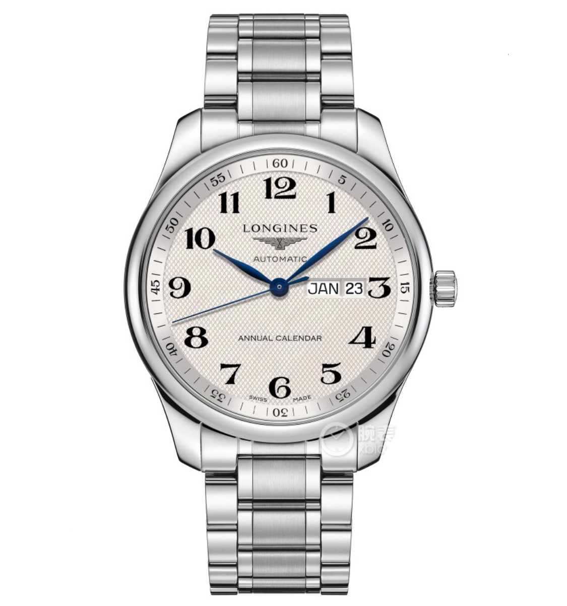 99新 Longines/浪琴 /名匠920双历白钢/表径42/自动机械男表