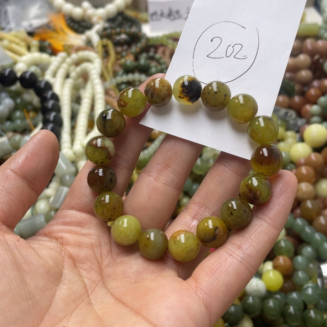 蛇纹石玉手链合金