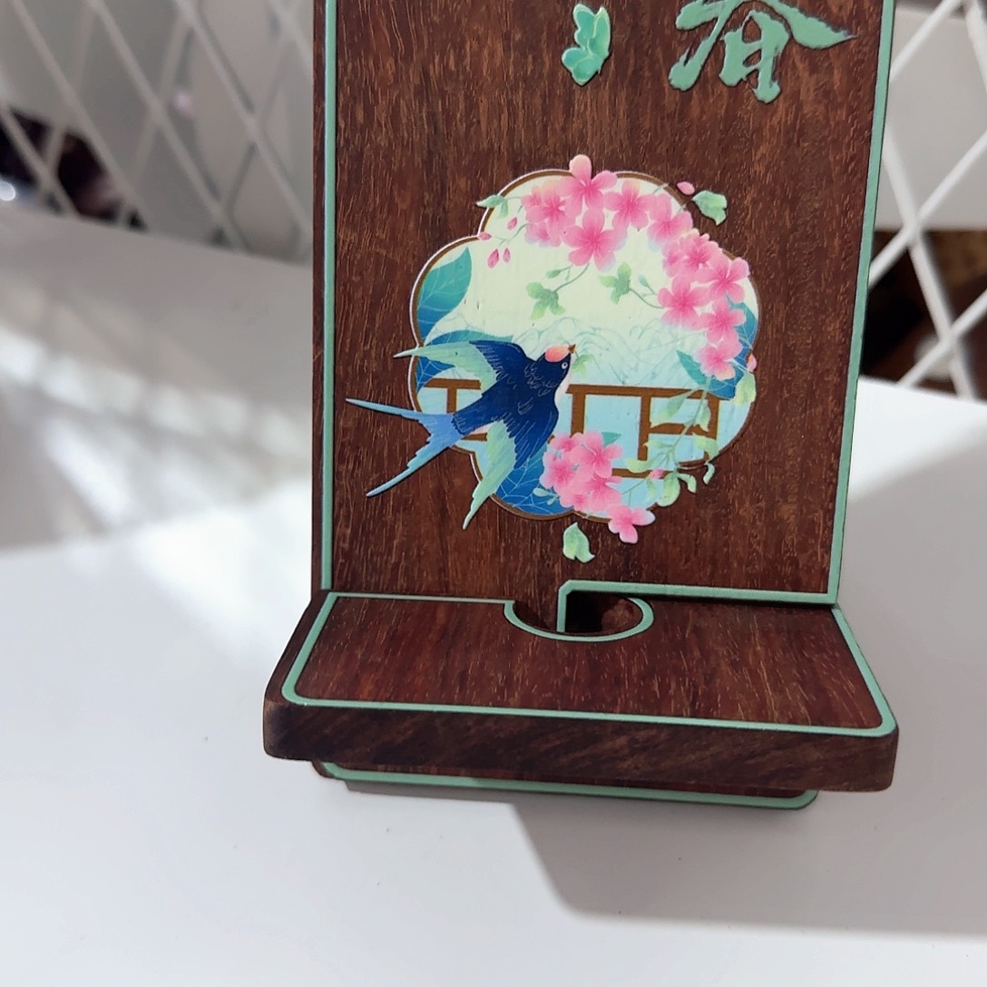 紫檀木类端景台血檀手机支架 四季 春