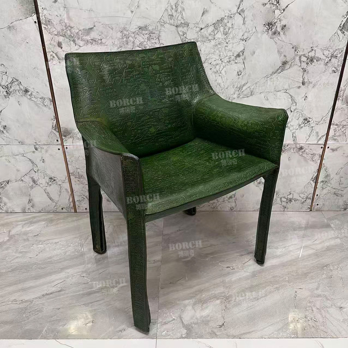 博瑞奇卡西纳头层牛皮休闲椅茶室主人椅餐厅餐椅10004