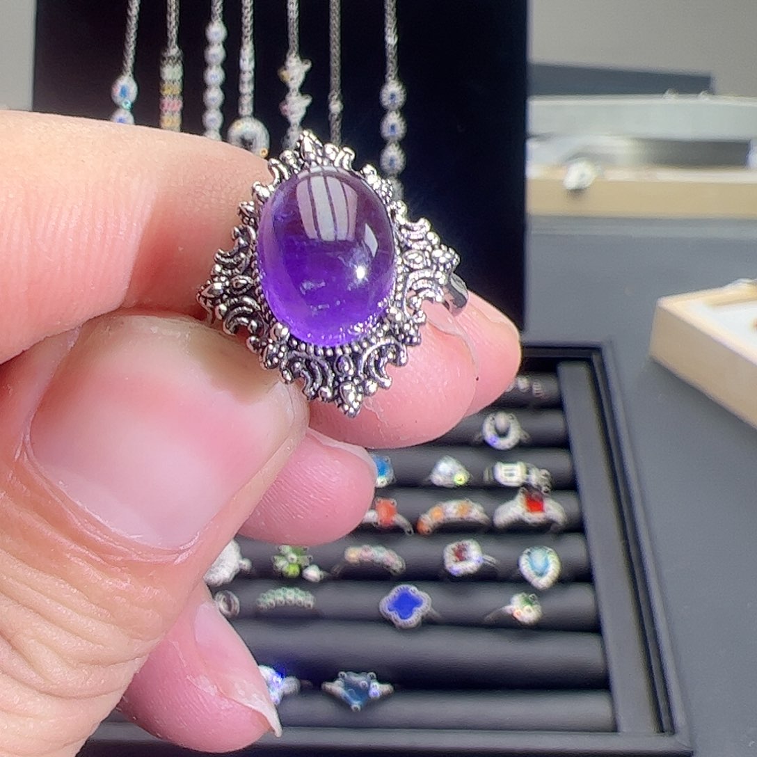 水晶戒指银S925镶嵌1121