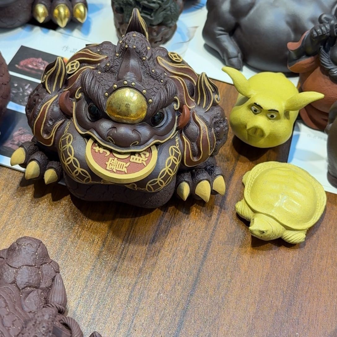 e***d茶宠紫砂紫砂描金金蝉