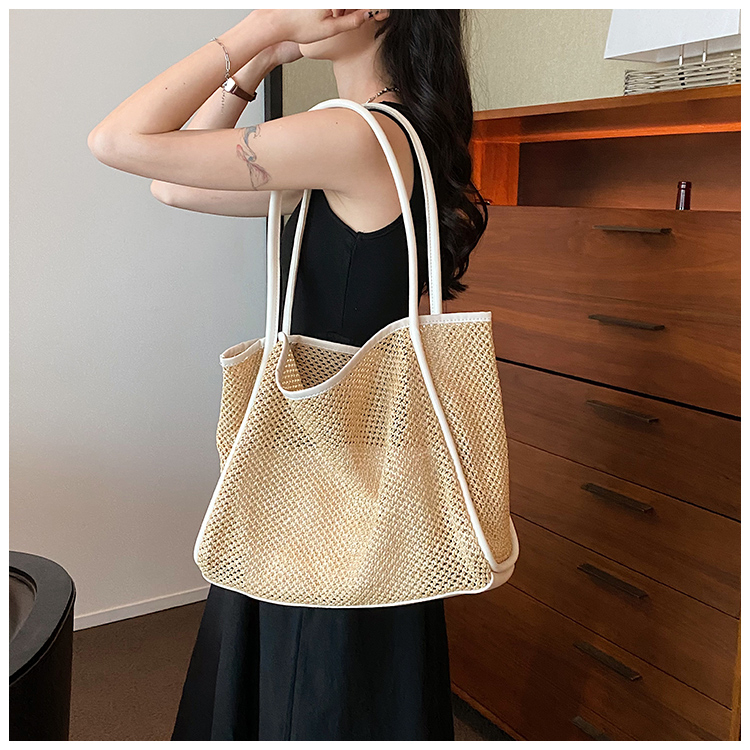 韩风ins度假风草编包单肩包编织腋下包托特包沙滩包子母包女