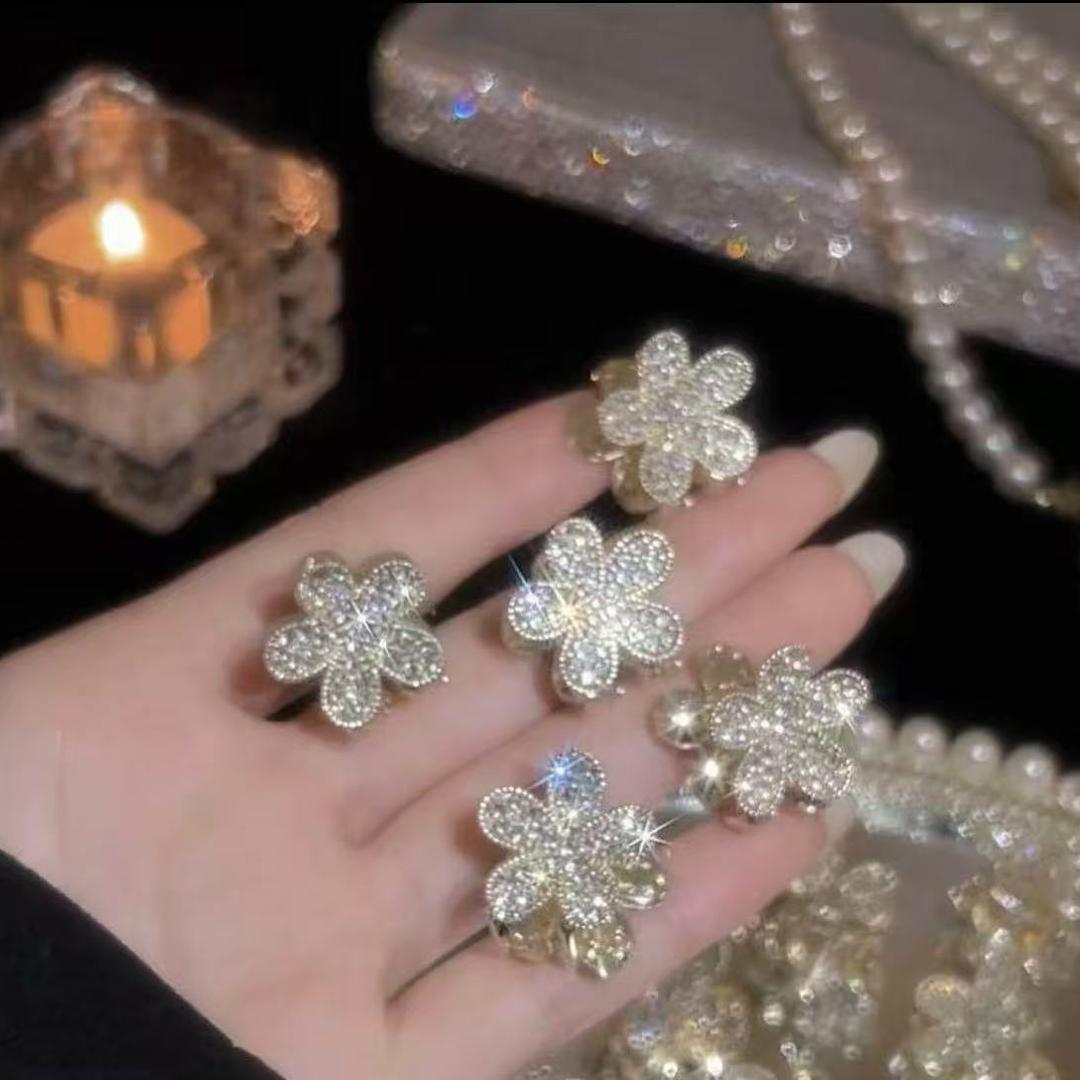 轻奢闪钻花朵发夹 时尚百搭侧刘海精致夹头饰商品图