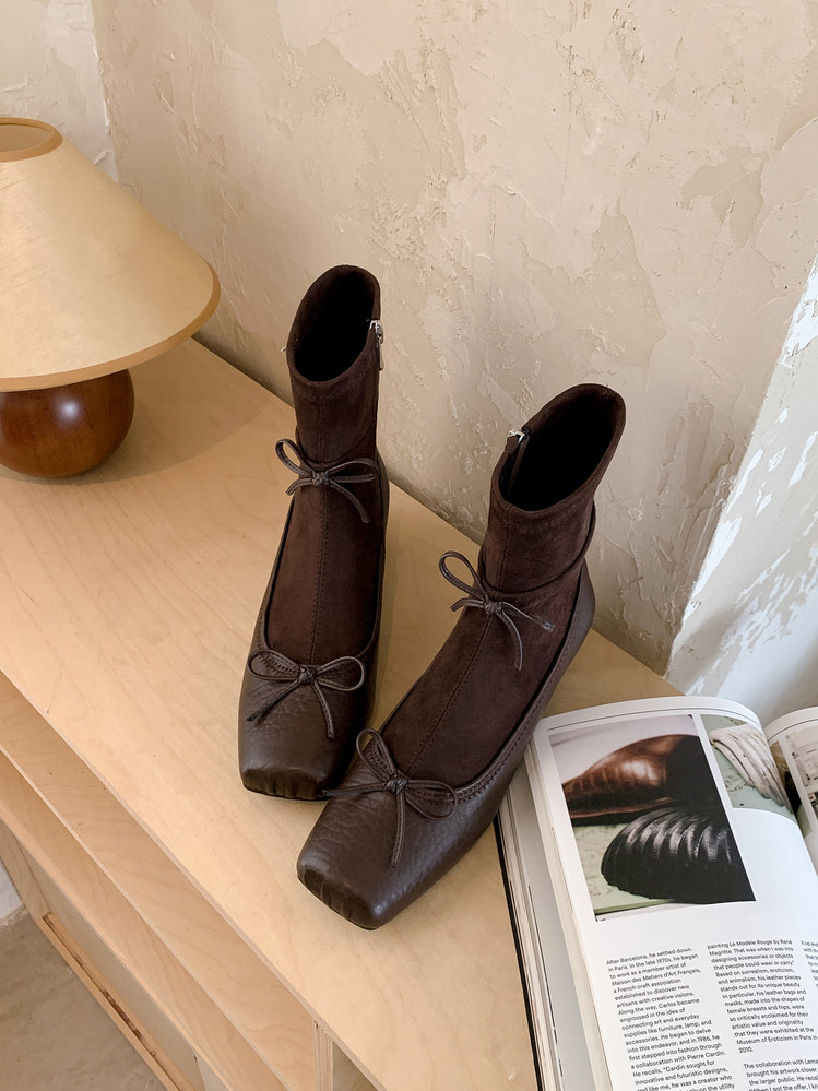 手工鞋 A2025秋冬新款芭蕾拼接短靴L4850