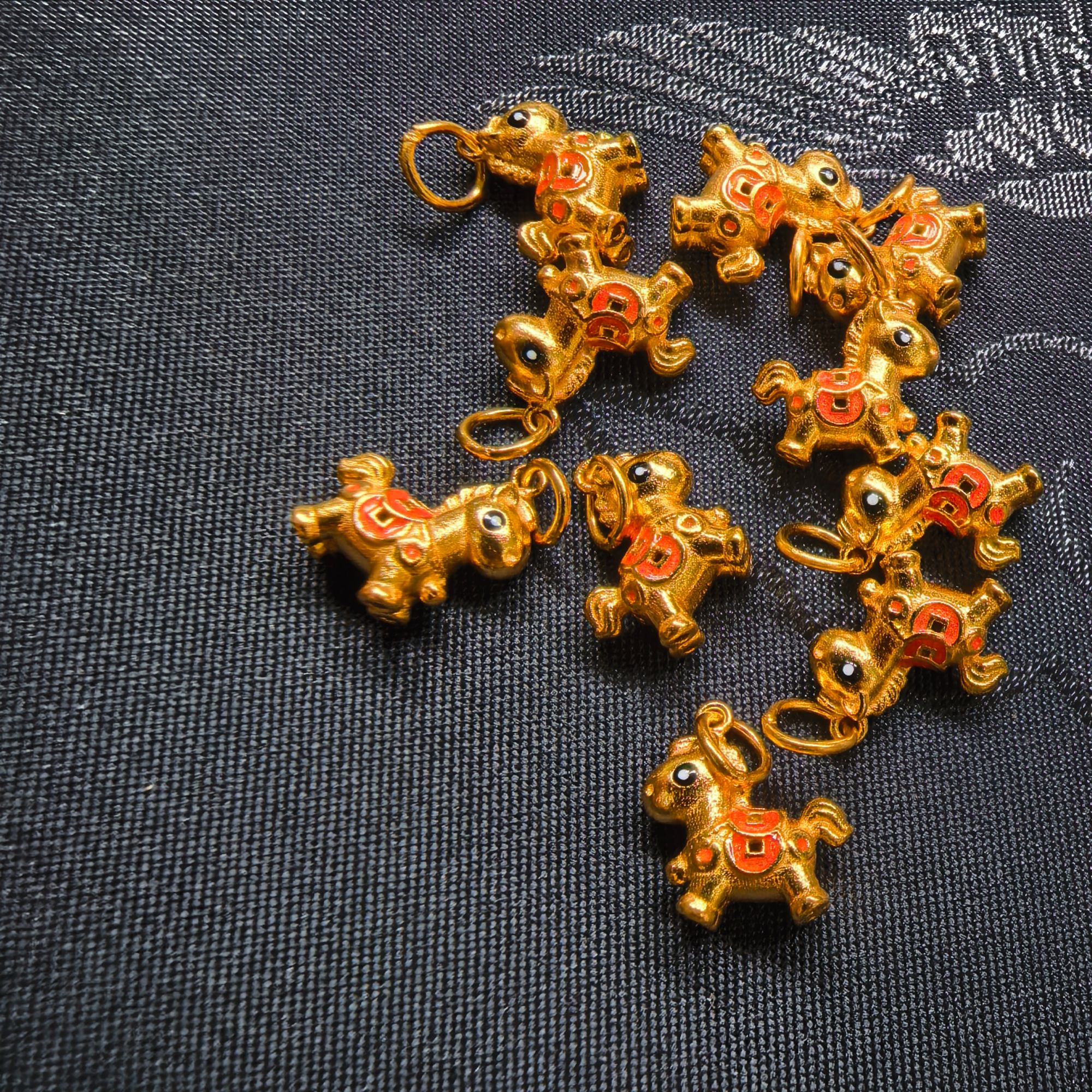 吊坠925银  Y123银饰diy搭配小马吊坠小滴溜10.6x10.8mm（一组1个）
