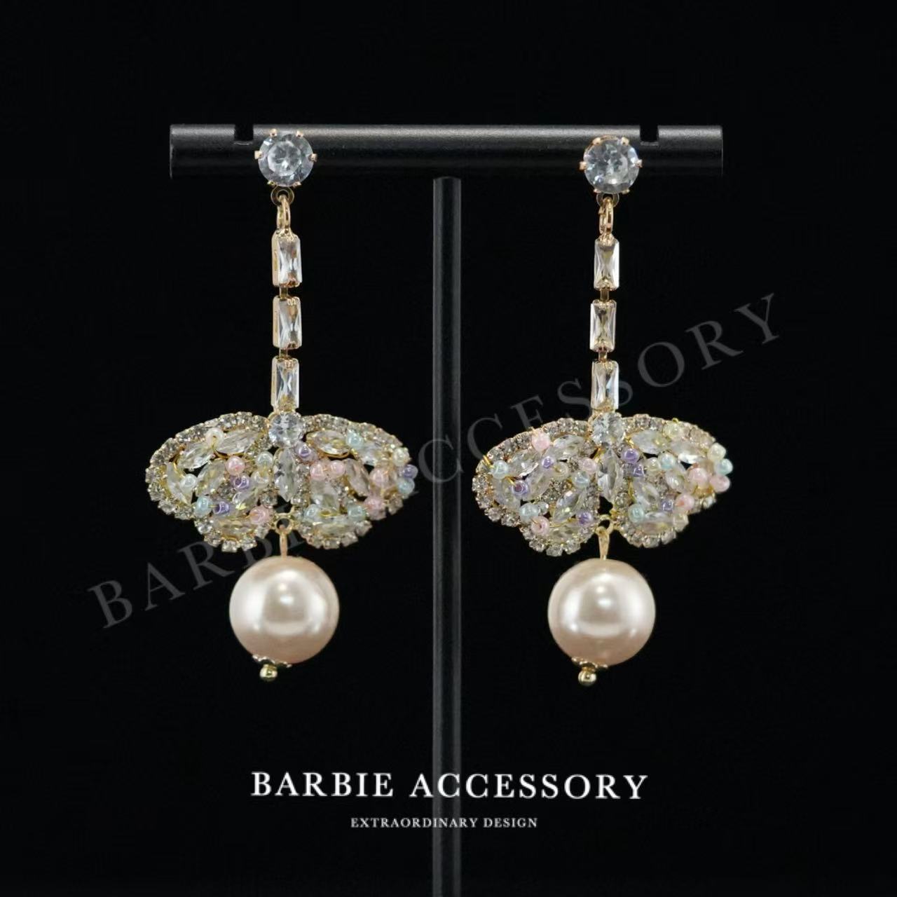 铜合金合成锆石耳饰 【彩糖星珠】法式既视设计款高级感耳环