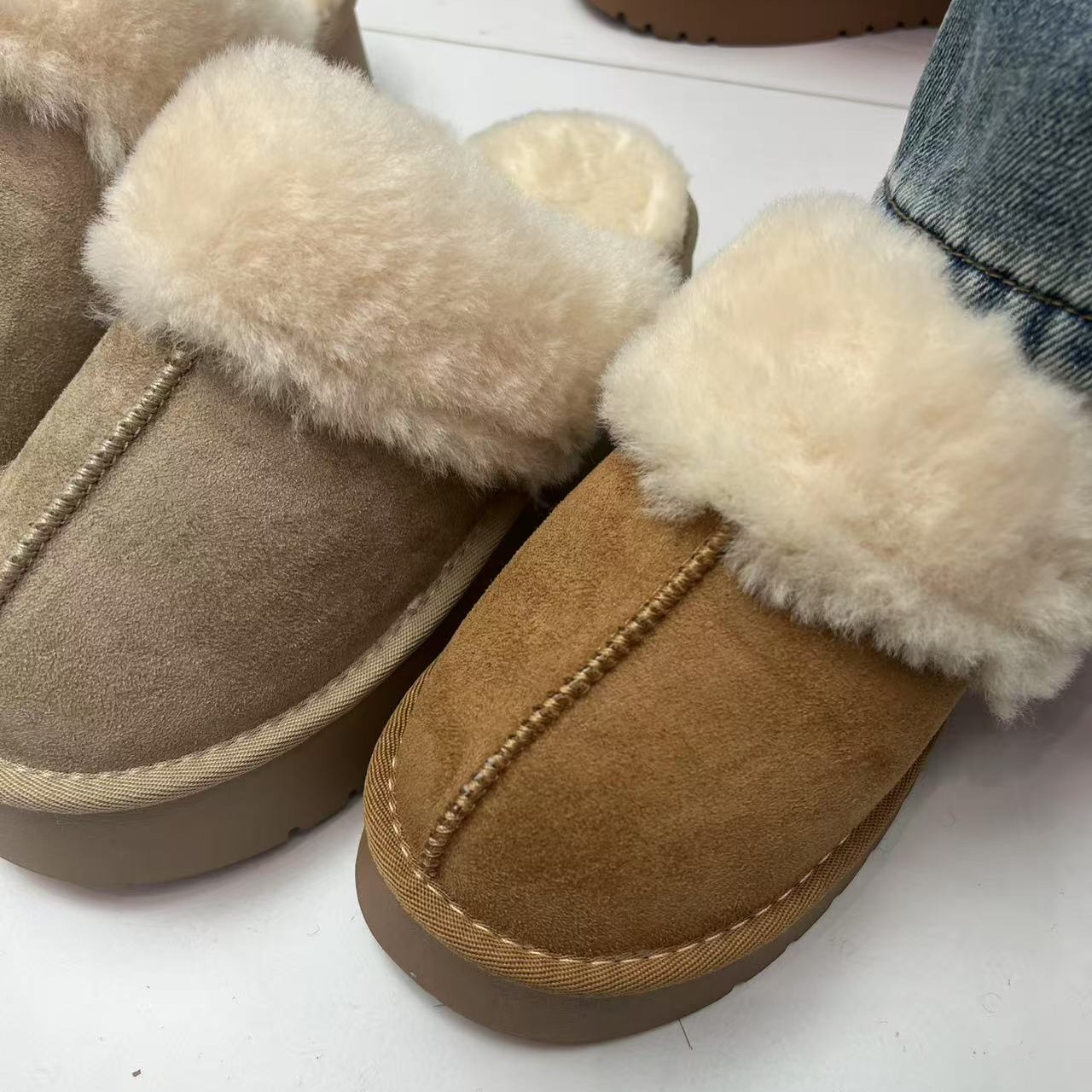 冬季新款加厚加绒韩版经典外穿雪地拖女鞋