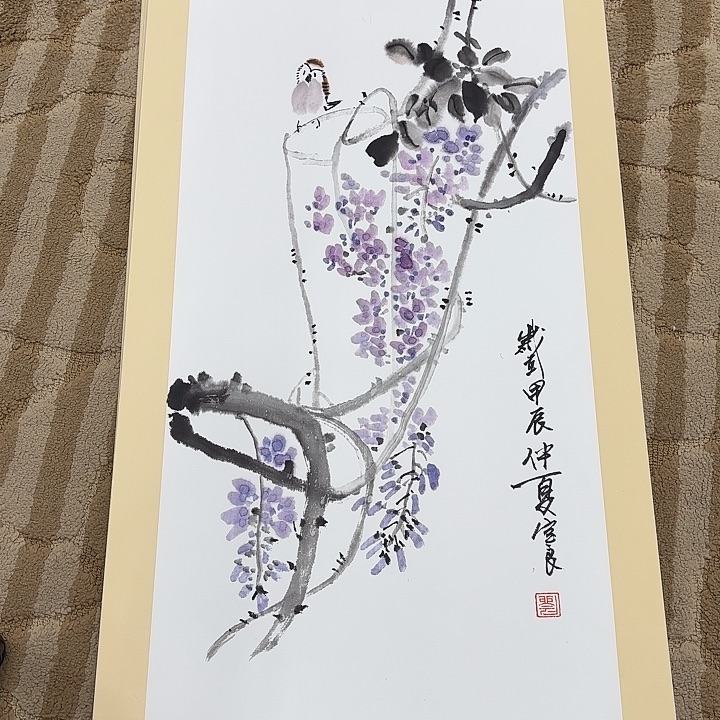 国画花鸟的翅膀和翅膀都是白色的羽毛