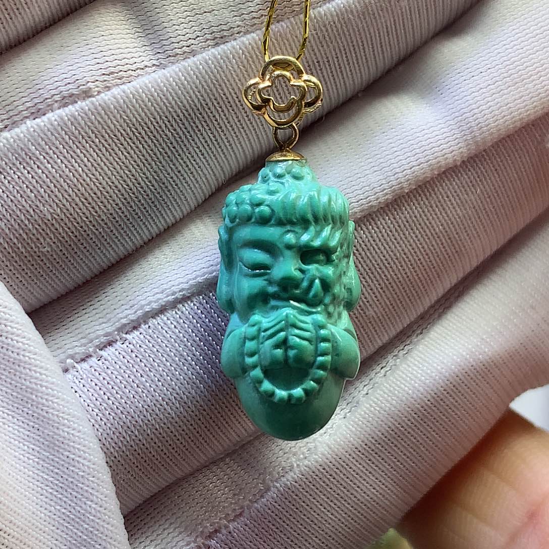 绿松石18K金镶嵌挂件