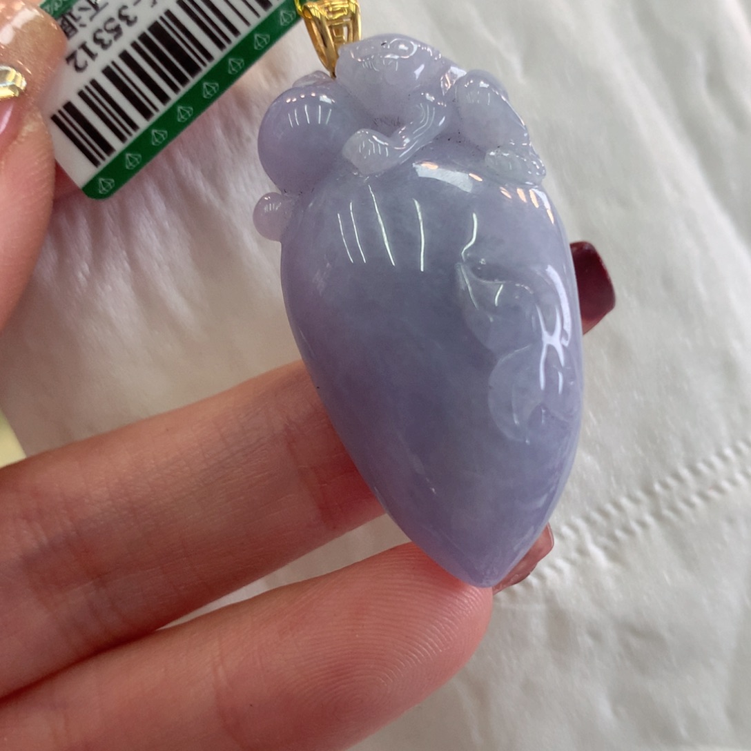 翡翠吊坠(不含链)18K金镶嵌