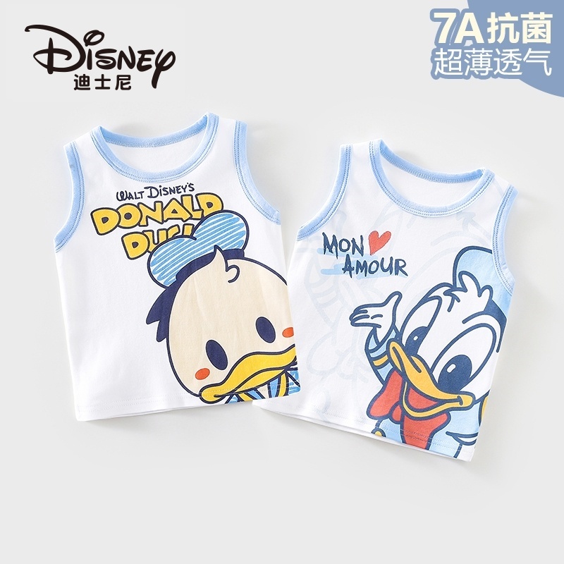 Disney/迪士尼宝宝夏季无袖背心外穿纯棉上衣卡通衣服薄透气小童