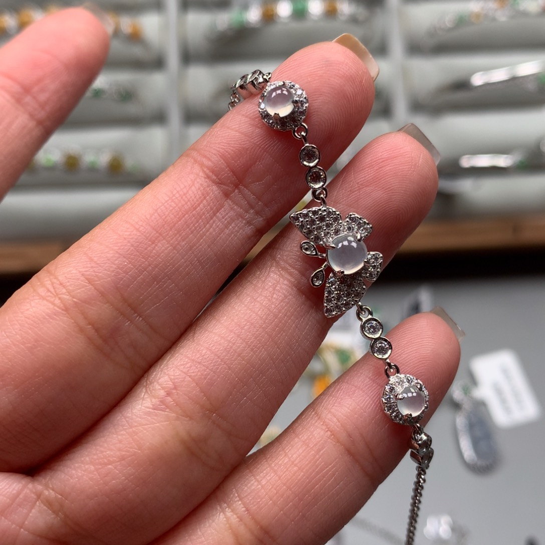 翡翠银S925镶嵌戒指手链