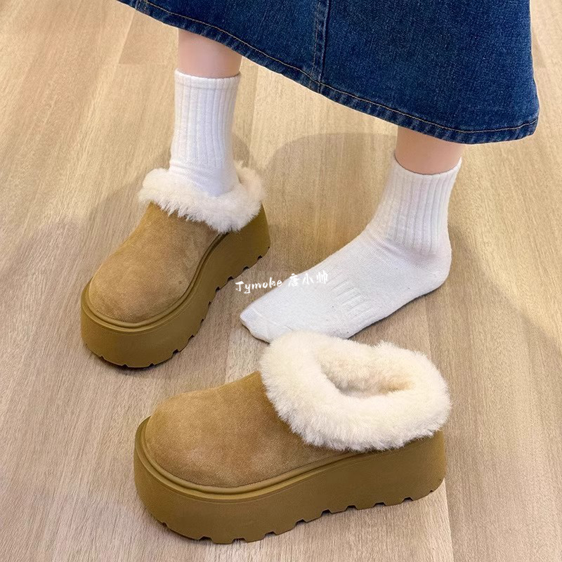 唐小小推荐~厚底半拖勃肯鞋女包头毛毛拖鞋