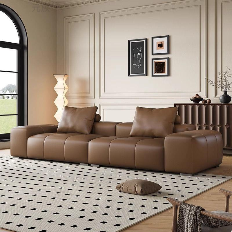 意式极简saba像素模块豆腐块真皮沙发别墅大平层客厅直