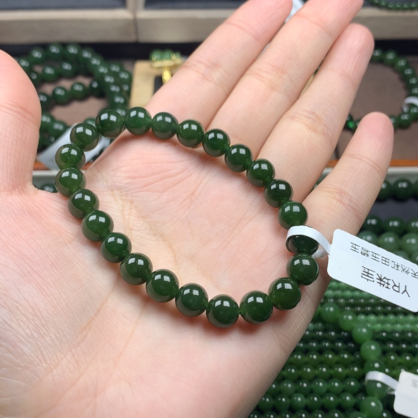 【闪购商品】和田玉（碧玉）手串未镶嵌过*鲫8m m