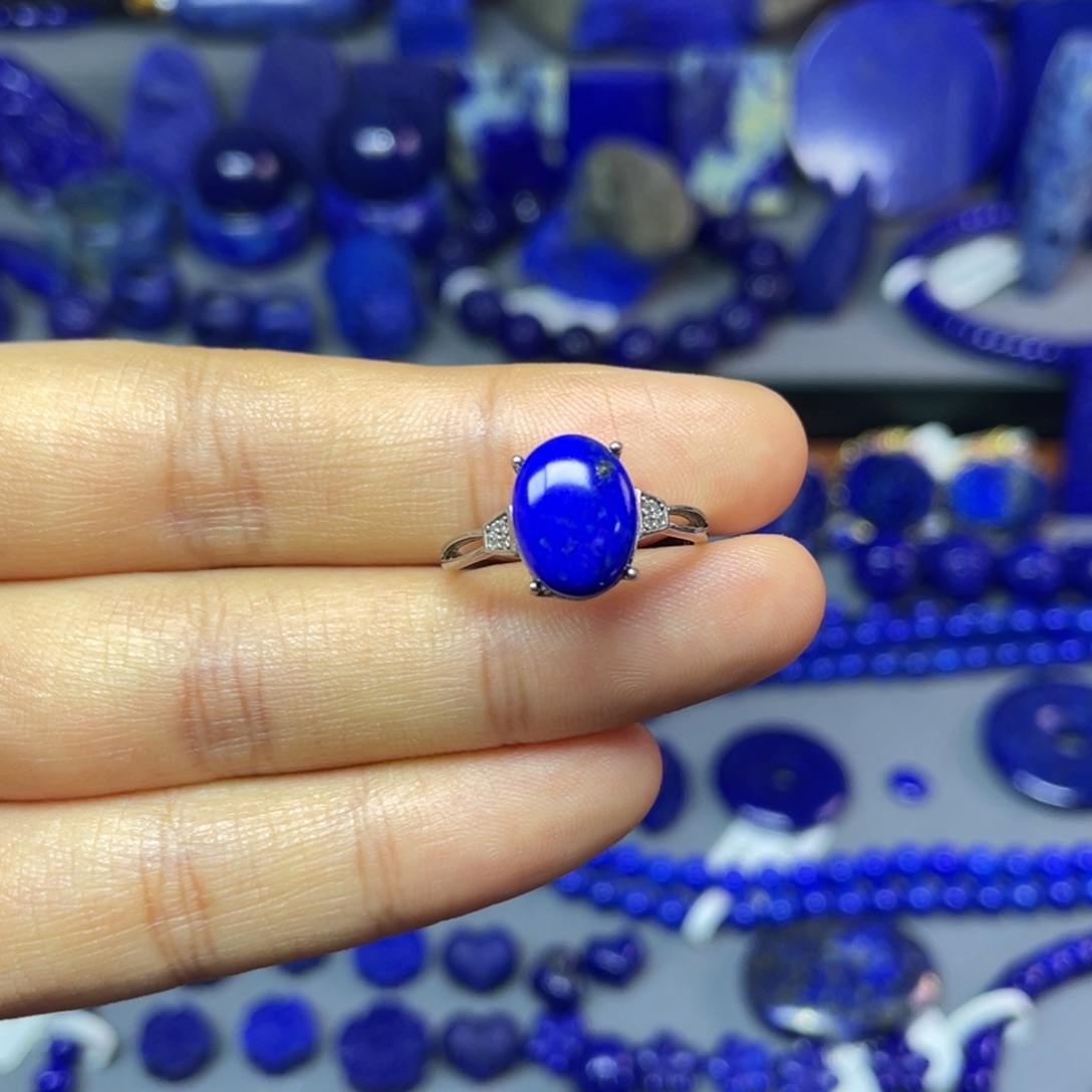 青金石银S925镶嵌戒指（可调节）