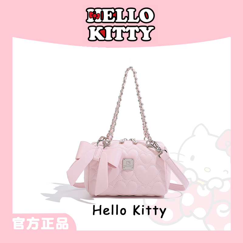 Mesuca/麦斯卡【HelloKitty】粉色心形绣线单肩包斜挎包波士顿包