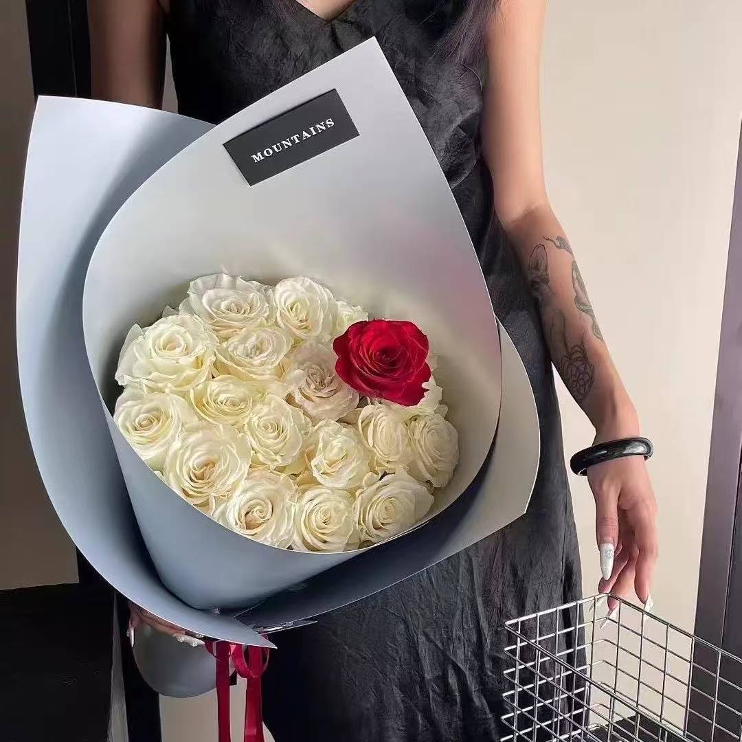 加厚防水180克双面哑银造型卡纸鲜花花束包装纸花艺店包花纸