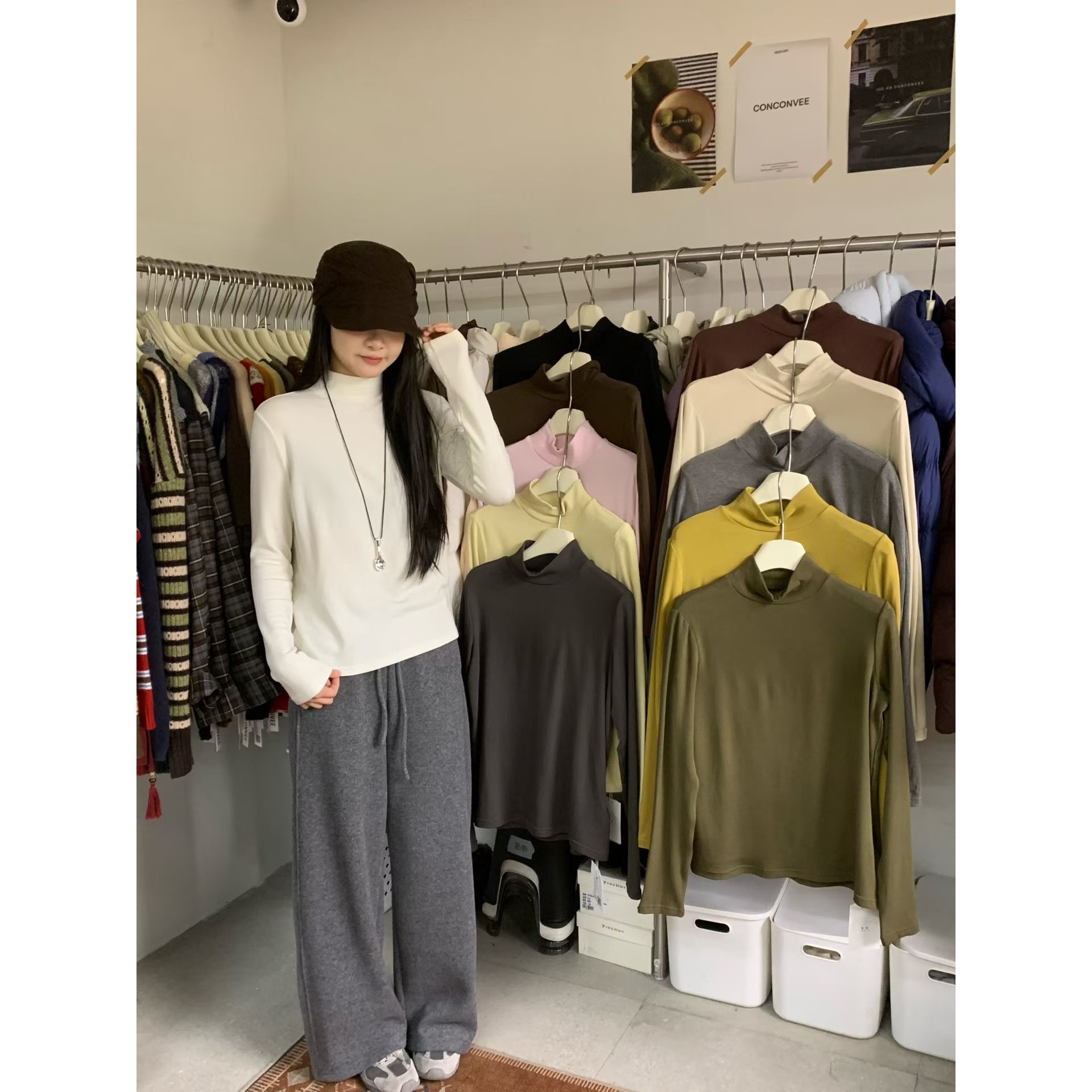 B025#王炸款！韩系半高领内搭长袖女（绵羊毛＋桑蚕丝）