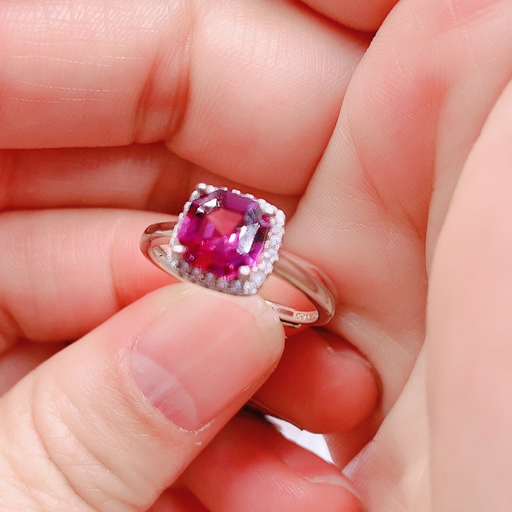 石榴石戒指银S925镶嵌