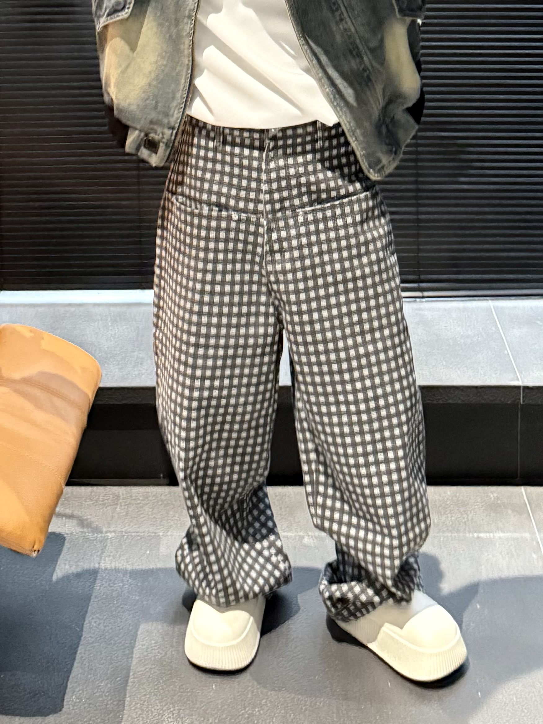 （现货）尚锋男装58268时尚设计潮流方格子百搭休闲阔腿牛仔长裤