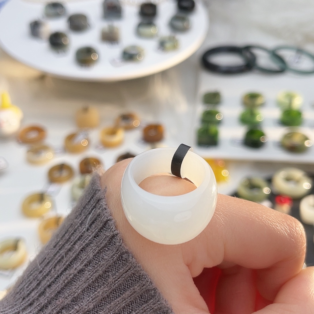 少***少和田玉未镶嵌戒指k33 俄白馒头16圈