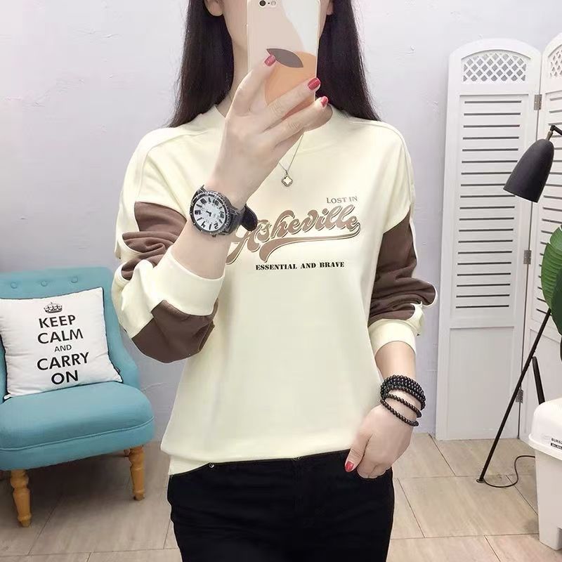 非图片款勿拍假两件上衣女四季通用法式卫衣字母女装圆领