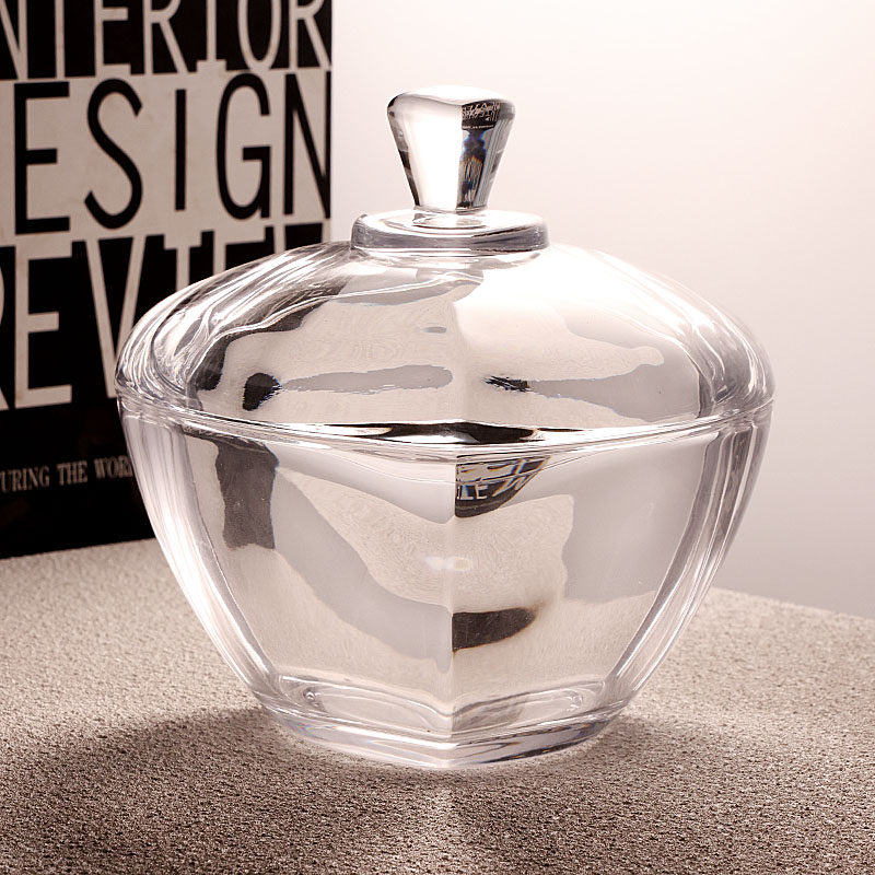 Q395 高颜值创意时尚玻璃带盖糖果罐可用于储物或作家居摆件
