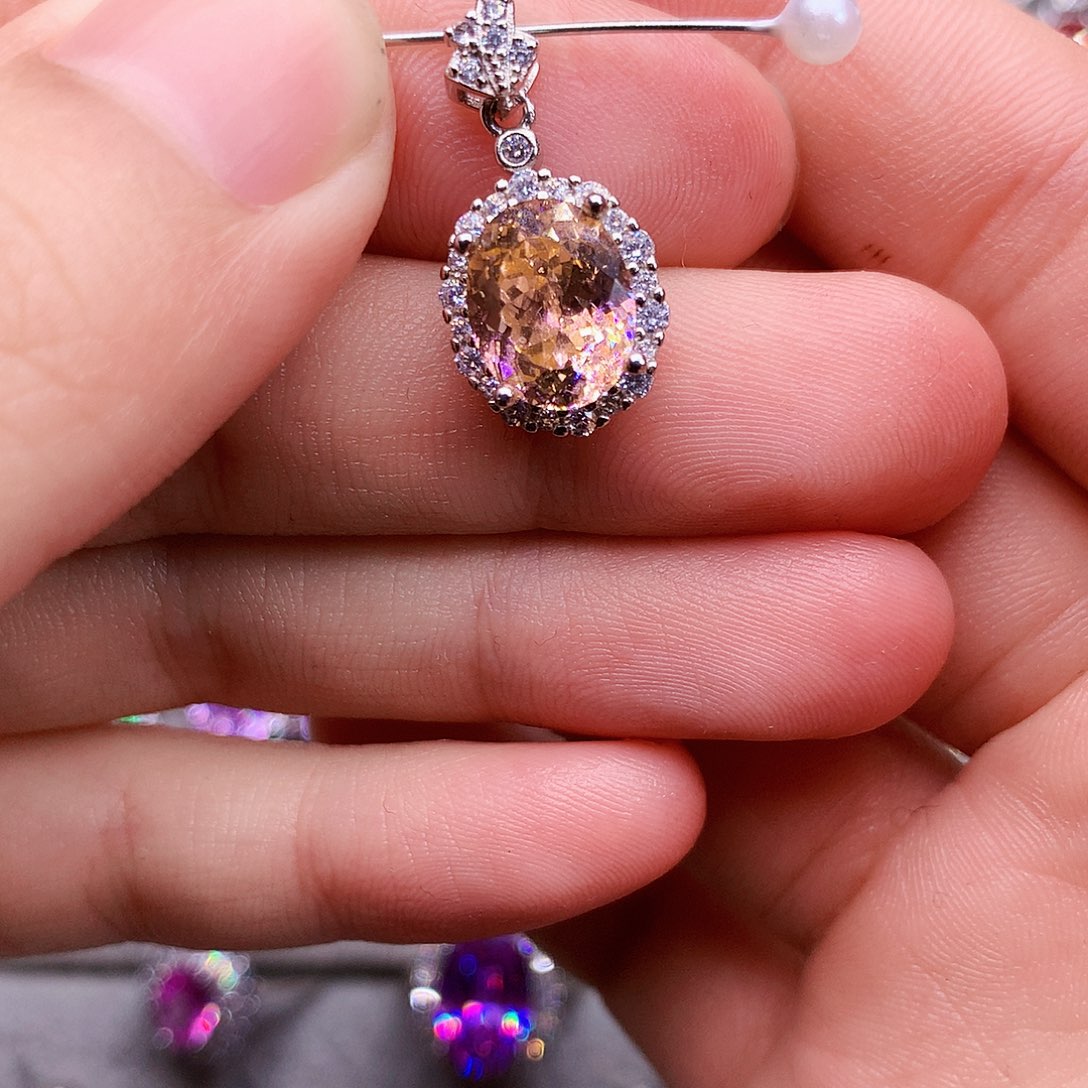 颈饰银S925镶嵌碧玺