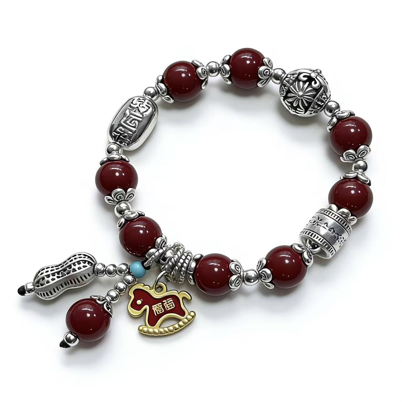 含辰砂工艺品【原创2026马年】朱砂精品手串无礼盒—-1310