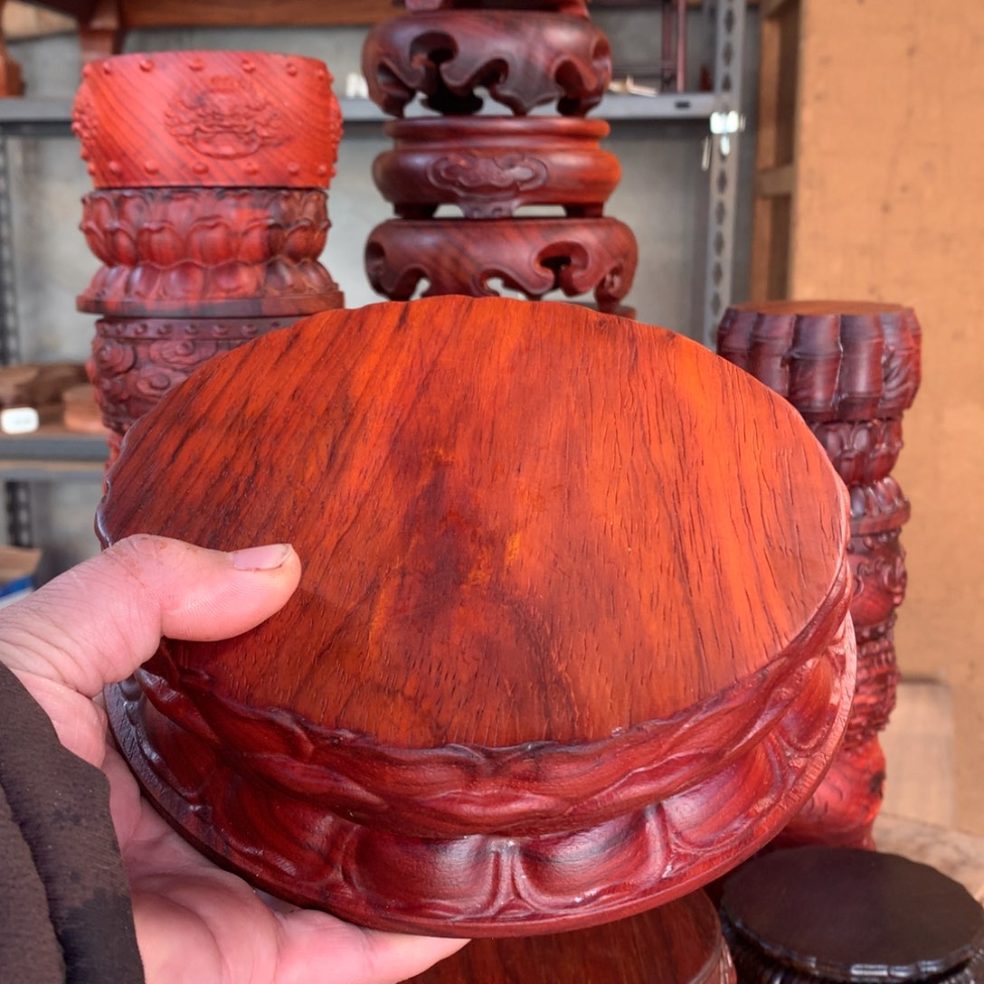 木邵氏紫檀15厘米莲花底座红