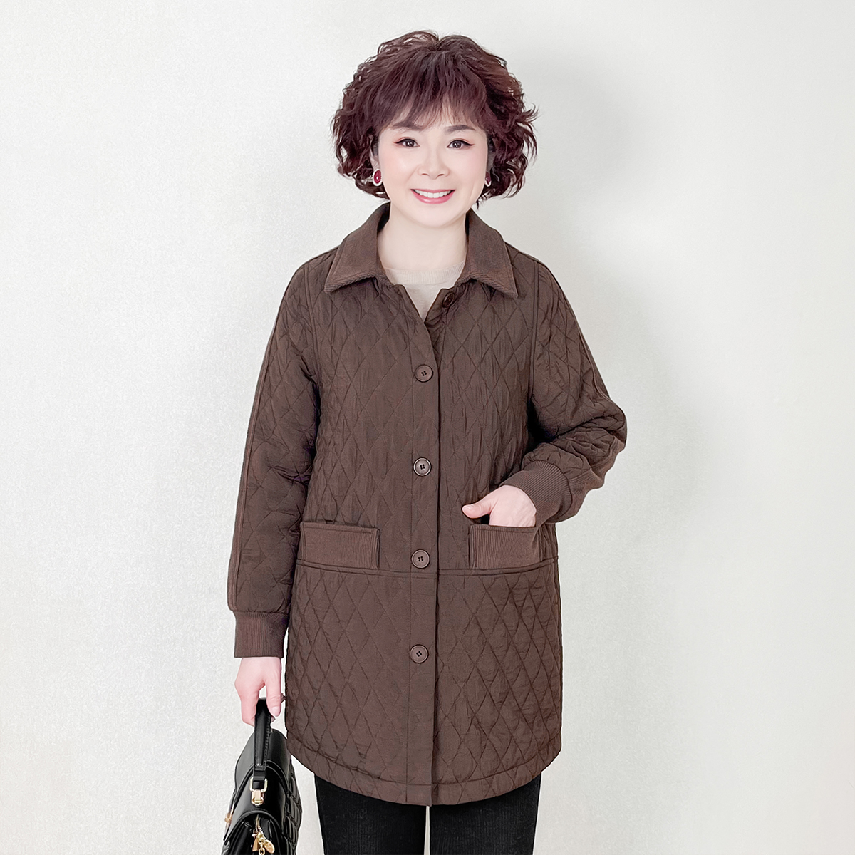 MUYUEZI/中老年女装妈妈休闲中长款外套女时尚妈妈装百搭显瘦风衣