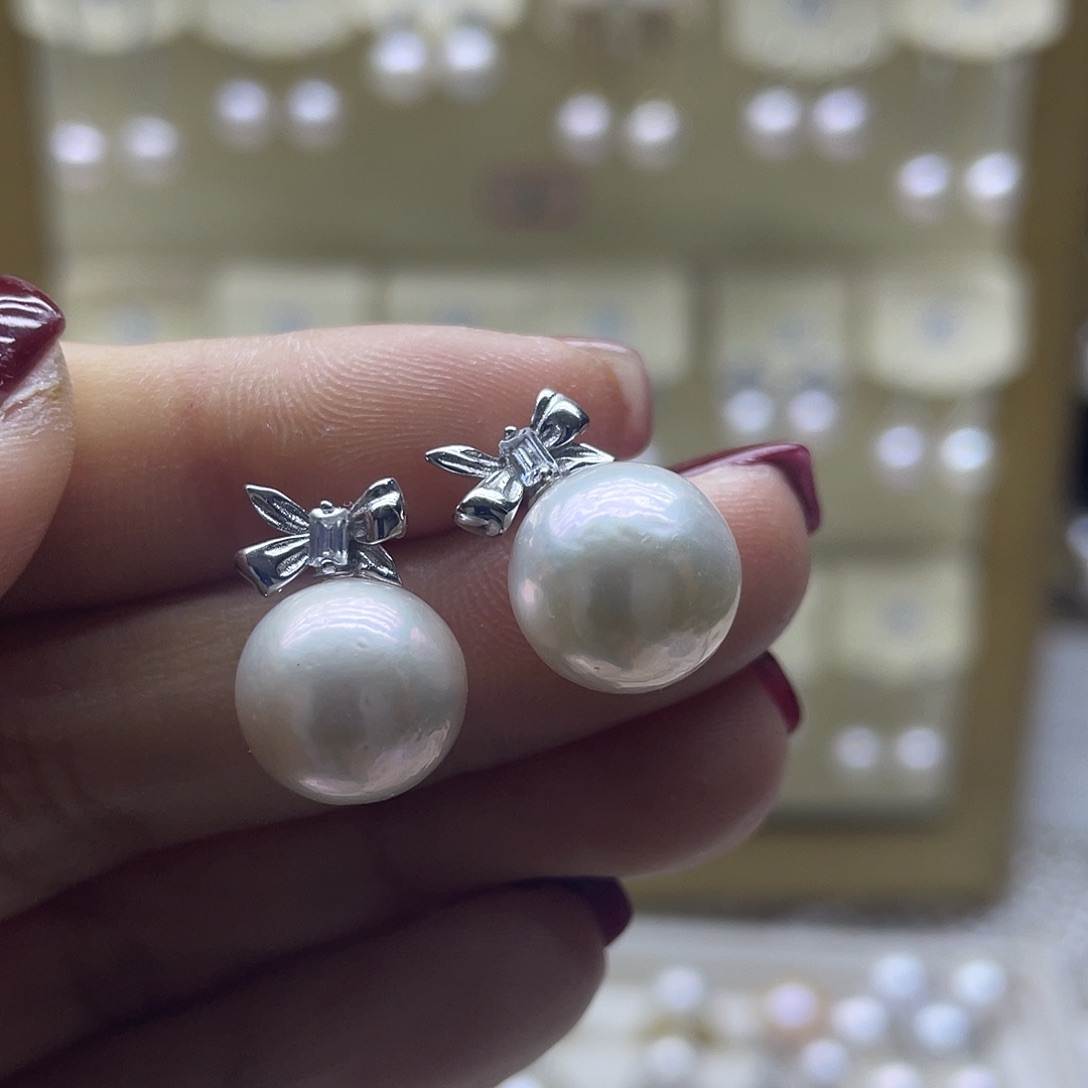淡水珍珠耳饰银S925镶嵌