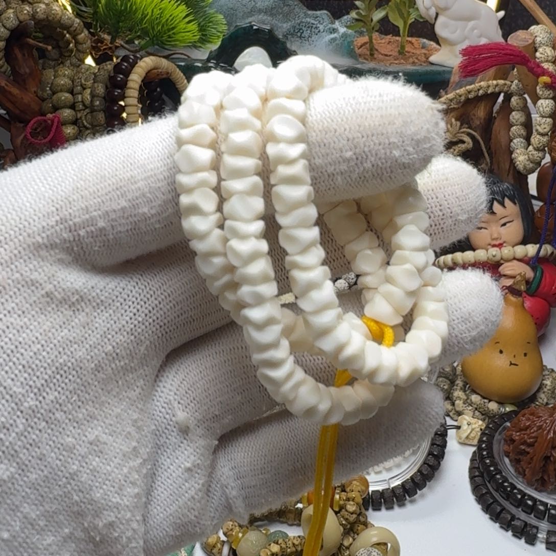 星月菩提手串4号车尺寸7白玉菩提玛尼墩108