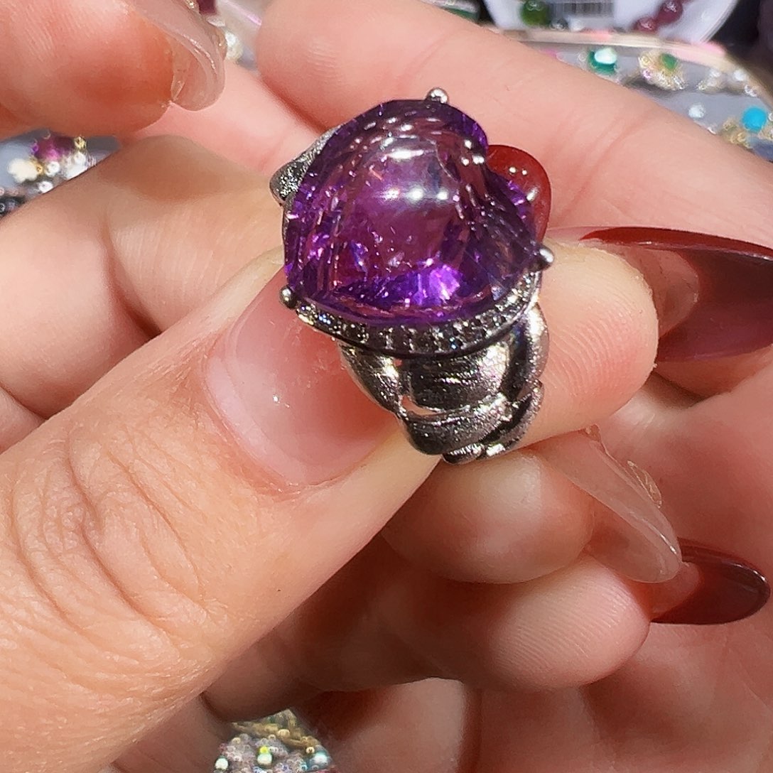 银S925镶嵌戒指紫晶