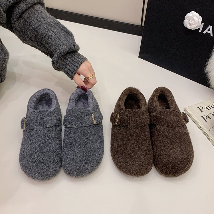 3cm增高加绒毛呢保暖博肯2025年冬季新款时尚保暖阔腿裤棉鞋