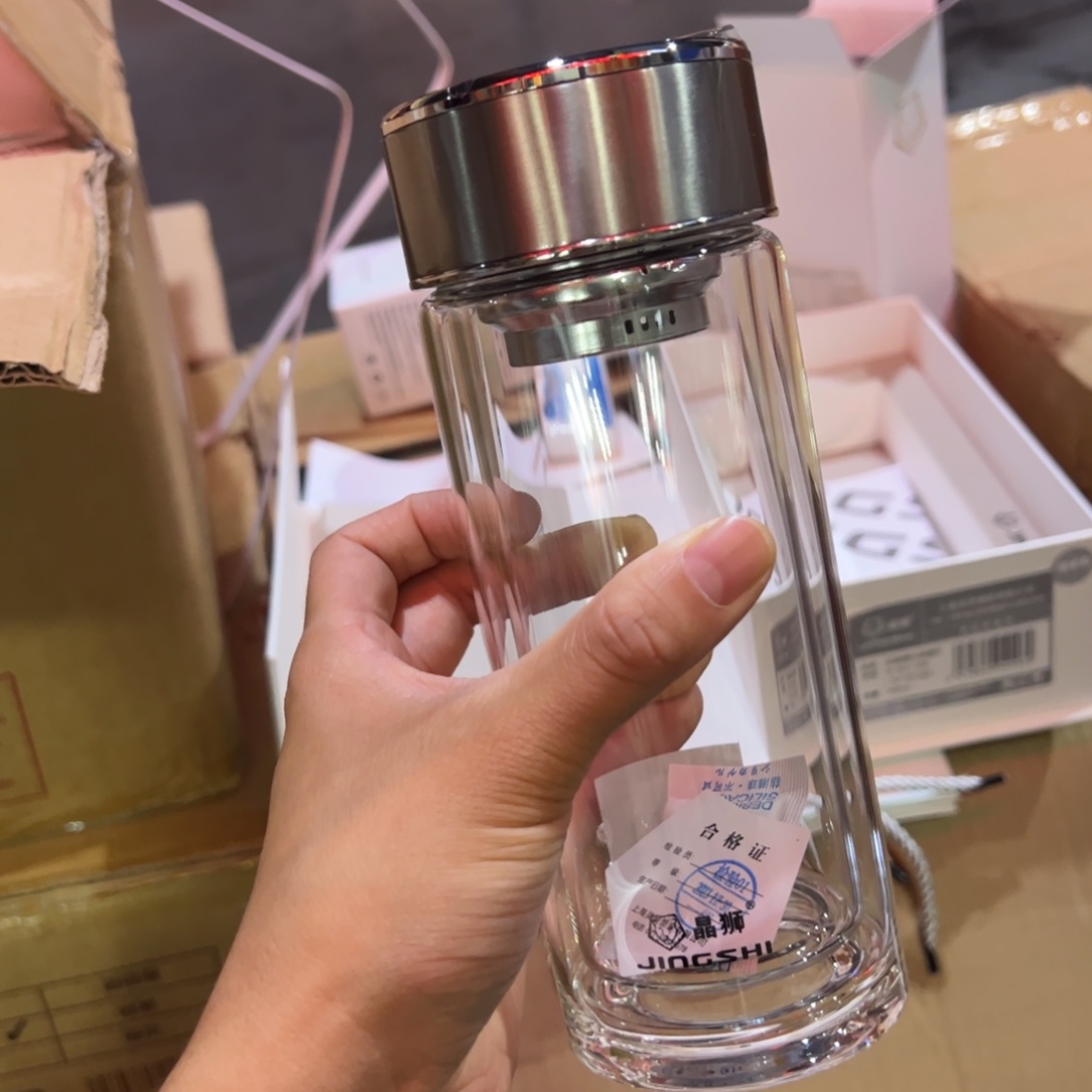 晶双层玻璃杯340玻璃杯本色提环本色340