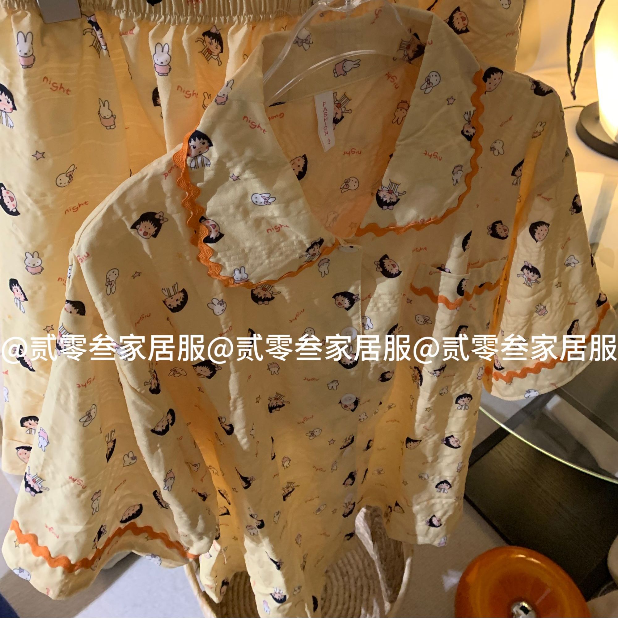 韩国小众樱桃小丸子卡通睡衣女甜美短袖短裤女睡衣夏季家居服套装