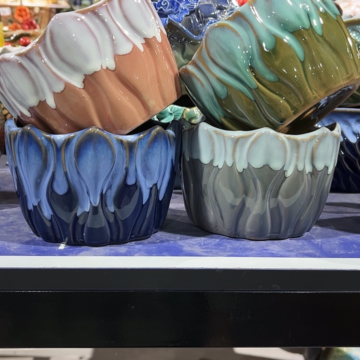 瓷片花盆多肉植物艺术品