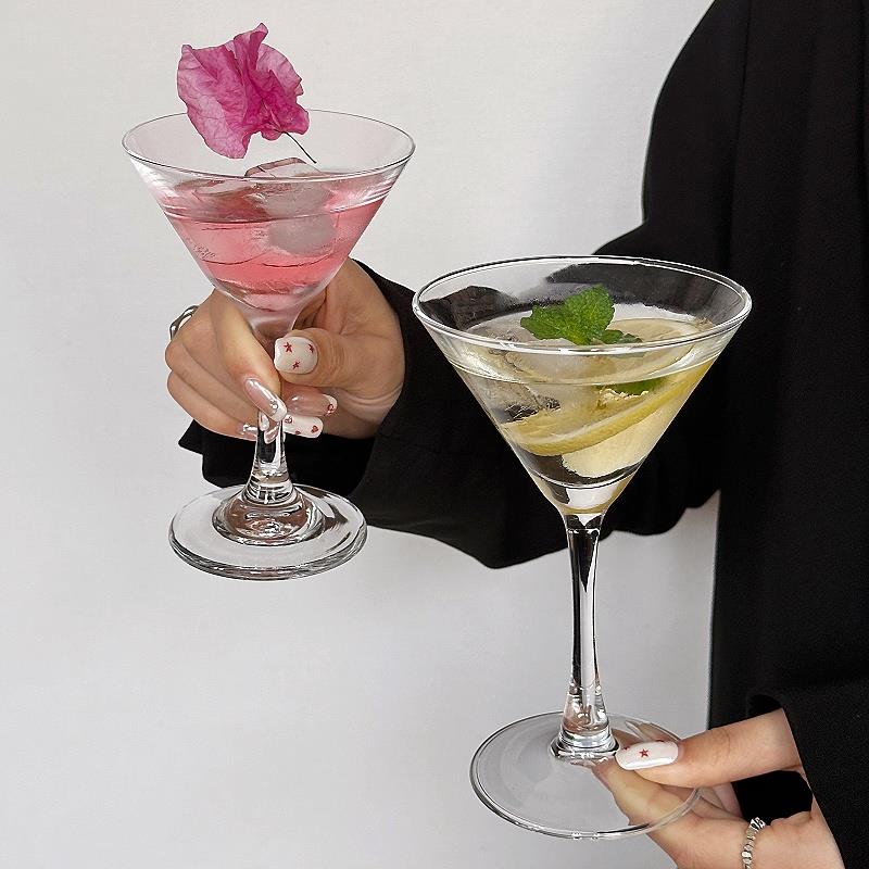 马天尼杯鸡尾酒杯三角杯玻璃酒杯水晶高脚杯酒吧杯杯子古典调酒杯