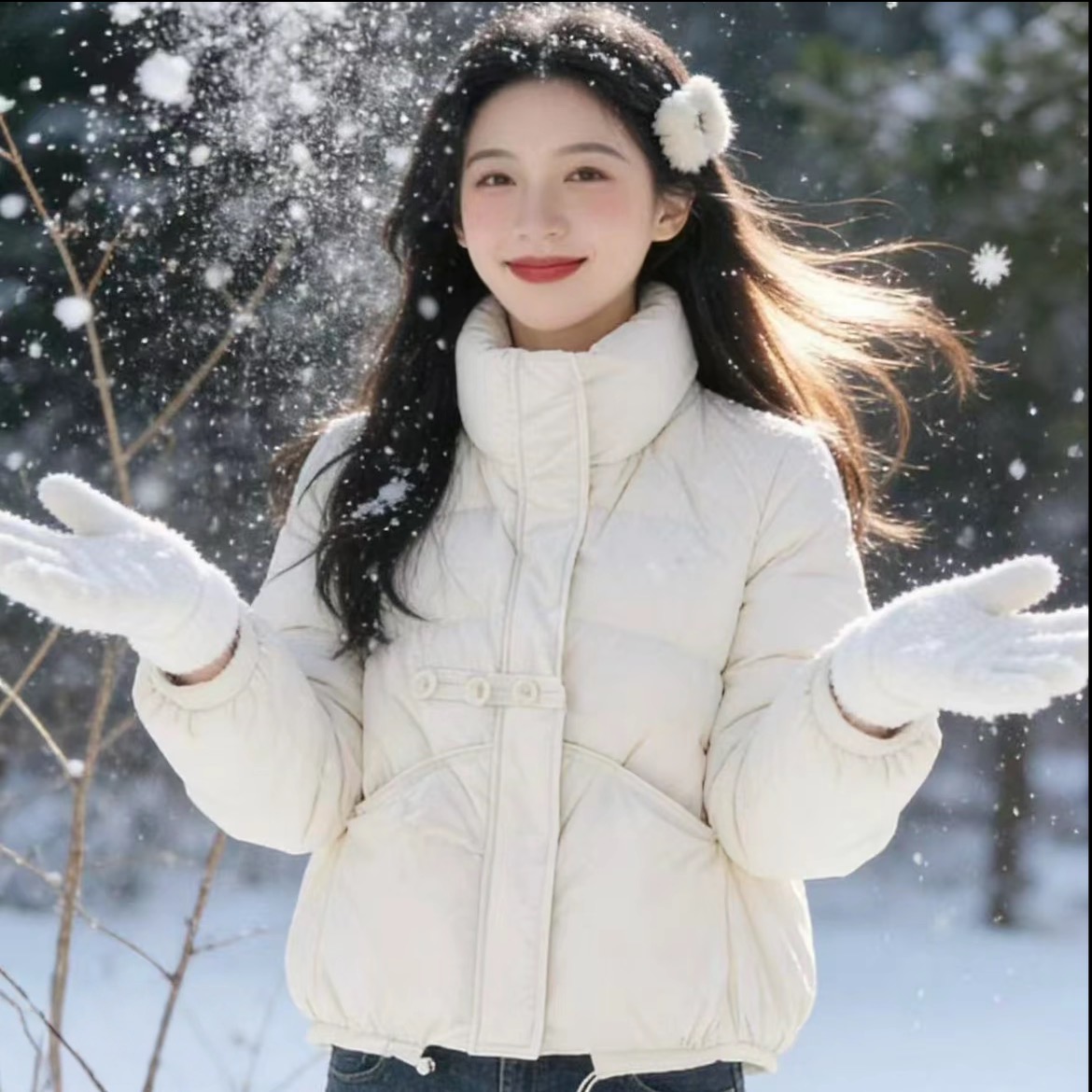 【奥莱万达撤柜】2025新中式国风羽绒服保暖短款鸭绒加厚女装