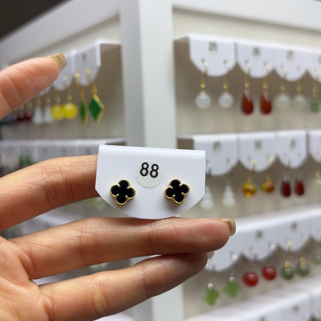 和田玉银S925镶嵌耳饰