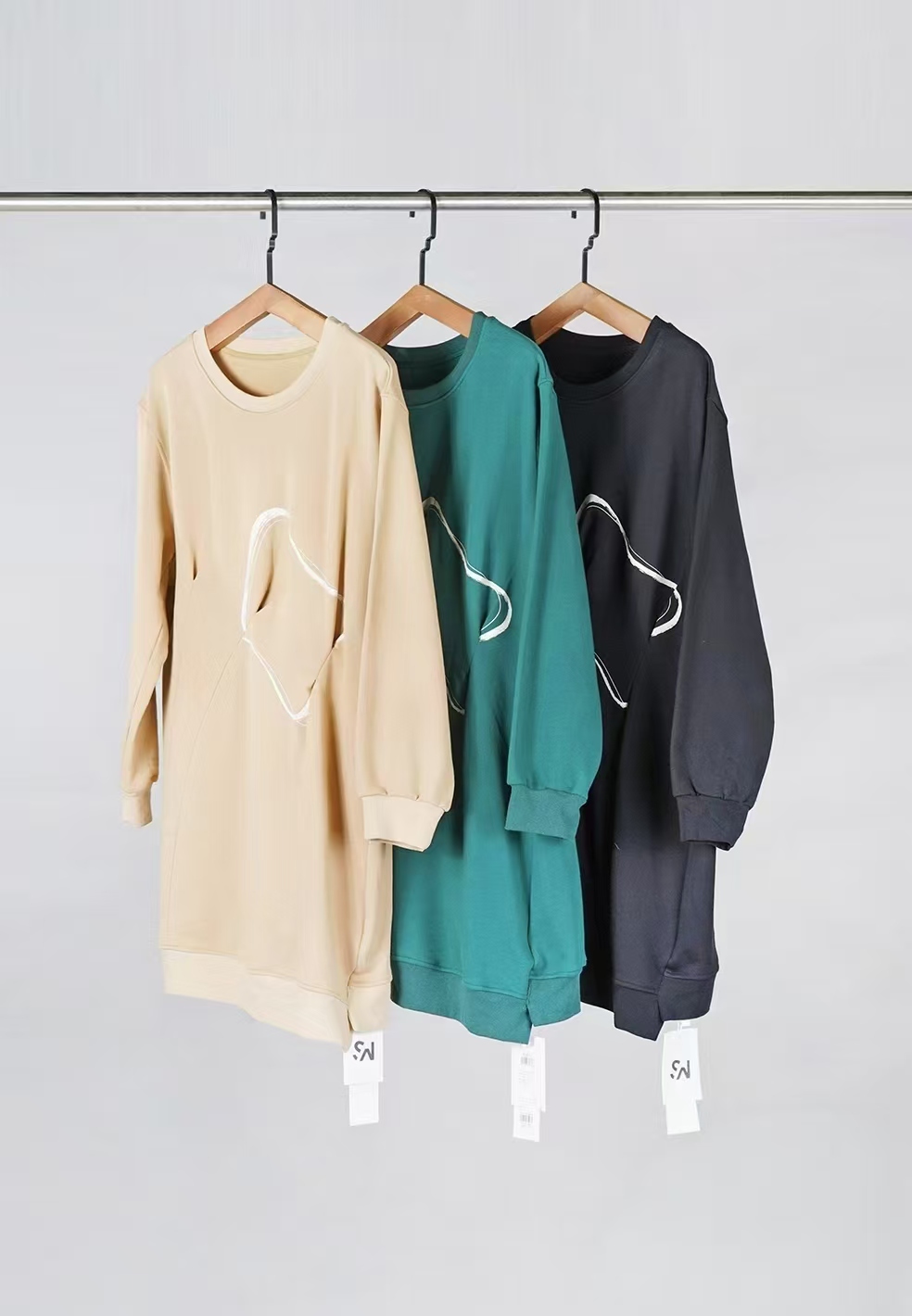 韩版针织不规则长款卫衣连衣裙