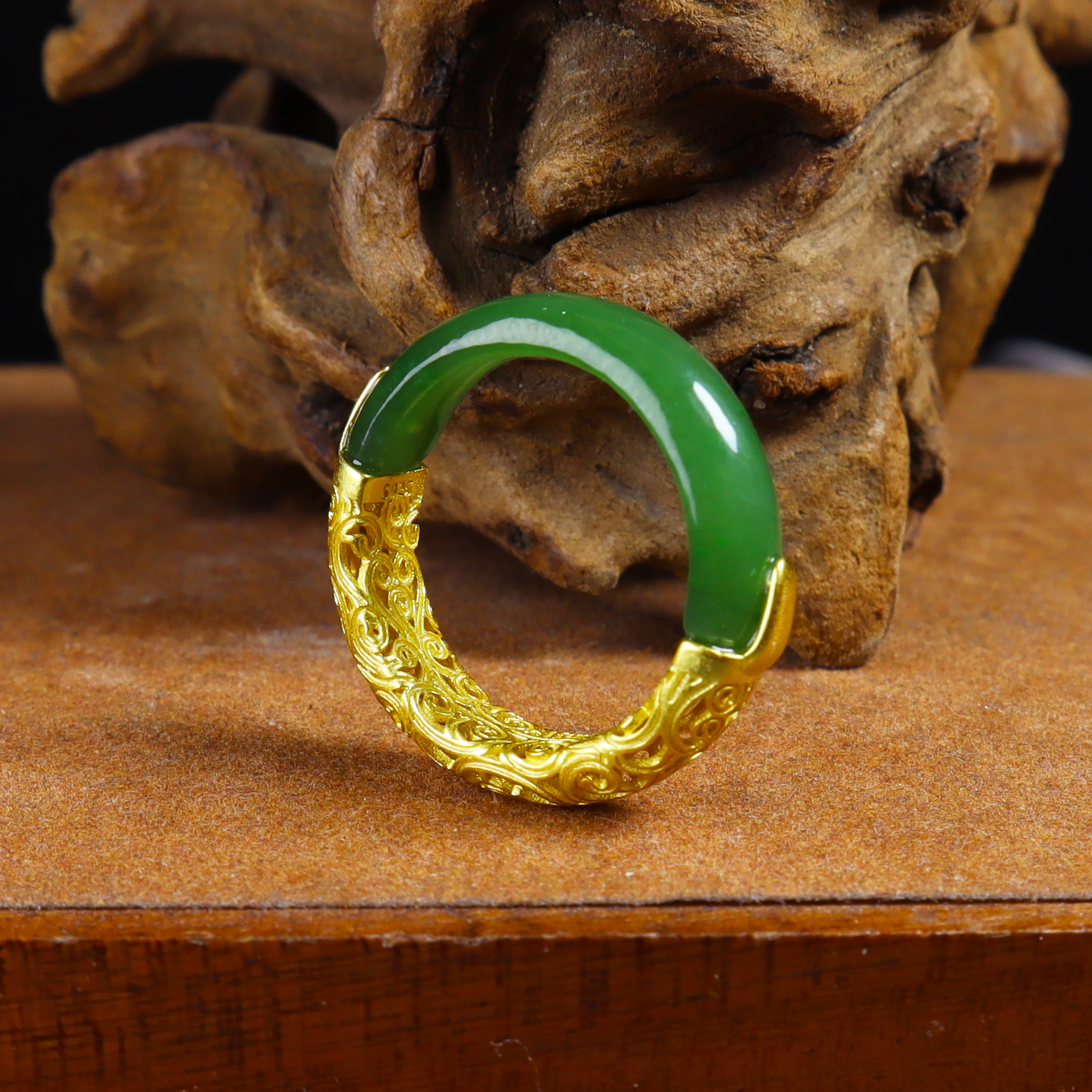 【年底福利】S925银丨和田玉宫廷风戒圈戒指丨11-24圈口 天然玉石丨