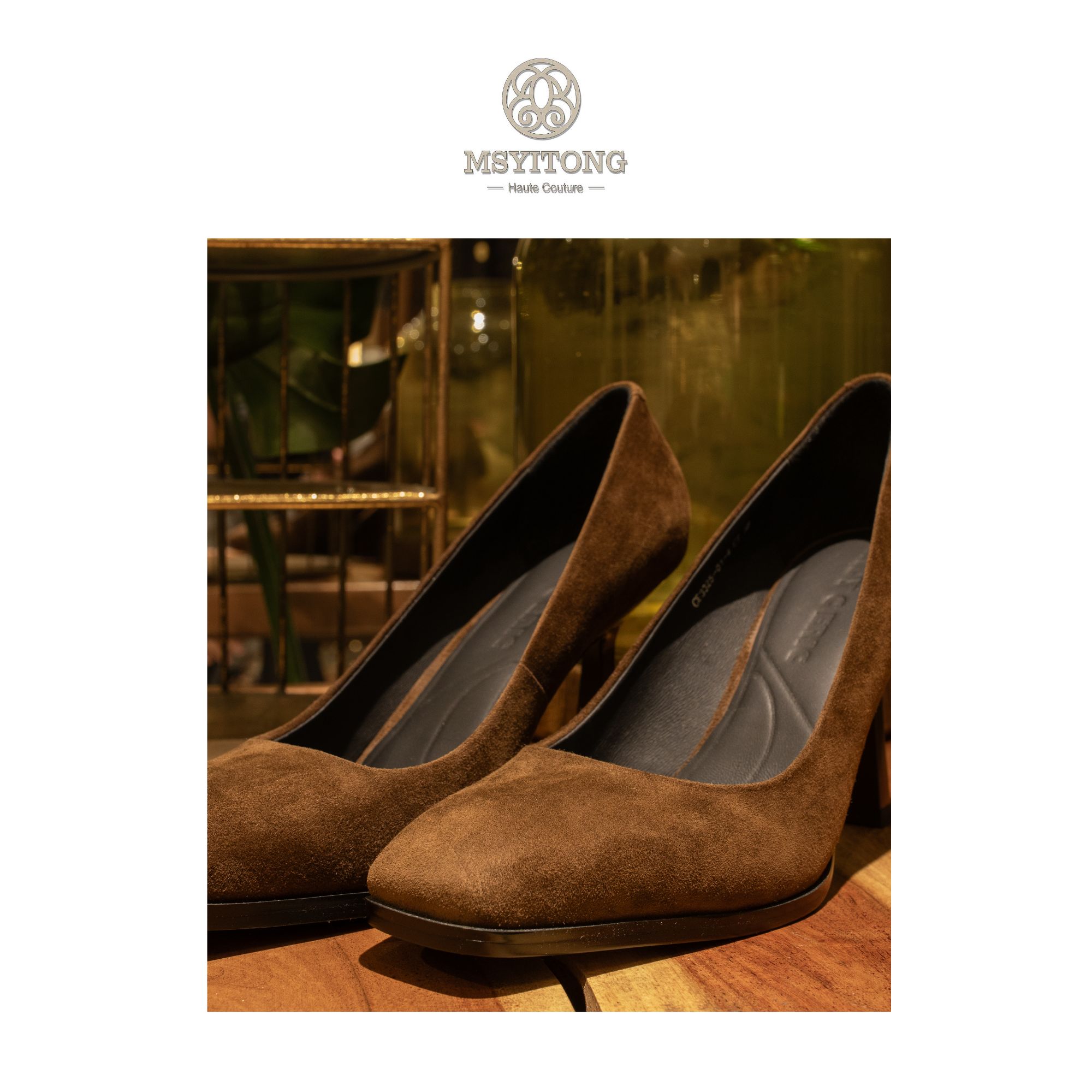 【MSYITONG高定】意式希爵夫画眉鸟棕高跟鞋